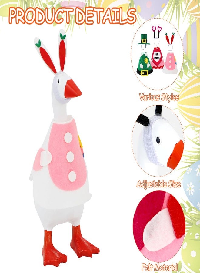 YGEINIT 6 PCS 7 Inch Desk Goose Outfits, Valentine's Day, Easter and St. Patrick's Day Desk Goose Costumes Accessories, Spring Holiday Decor for Magnetic Desktop Goose Statues Office and Home Table - Image 3